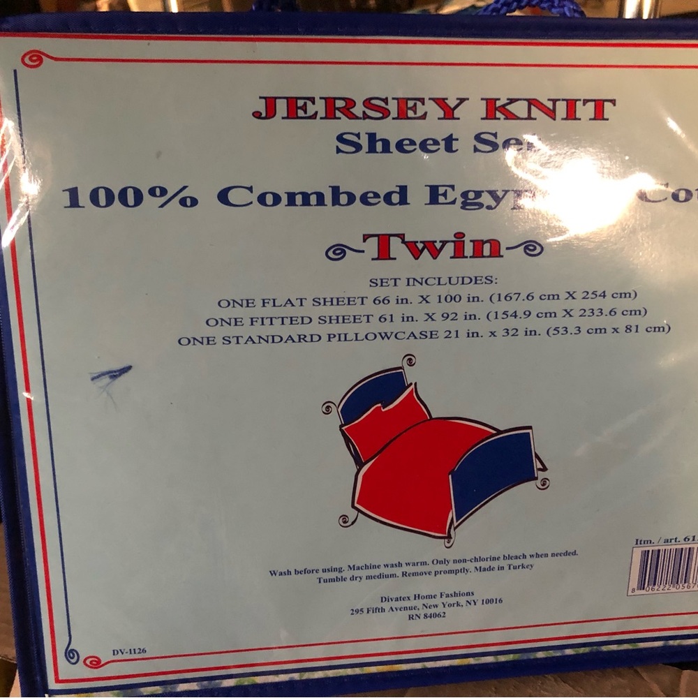 One twin size sheet set. Yellow with blue flowers.